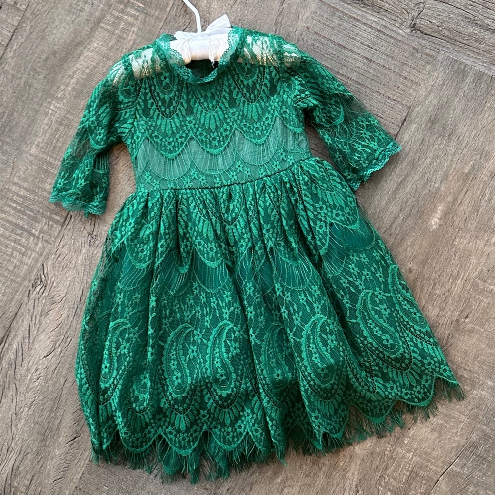 BELLA RAFAELA DRESS-EMERALD, Sz 2T